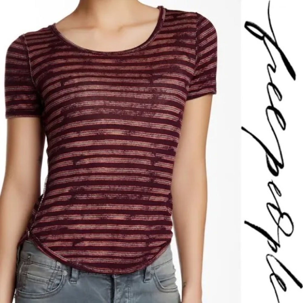 Free People Purple Striped Baby Tee